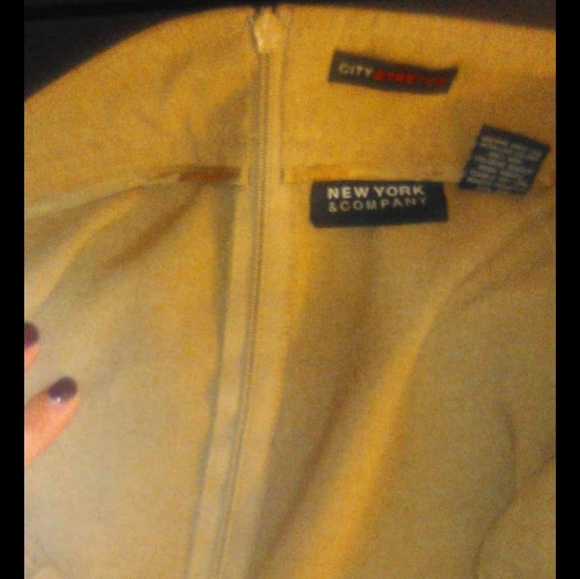 New York & Company Tan Mini Pencil Skirt with Gold Buckle - Picture 7 of 7